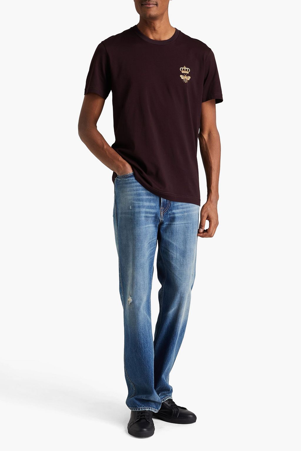 DOLCE&GABBANA Embroidered cotton-jersey T-shirt