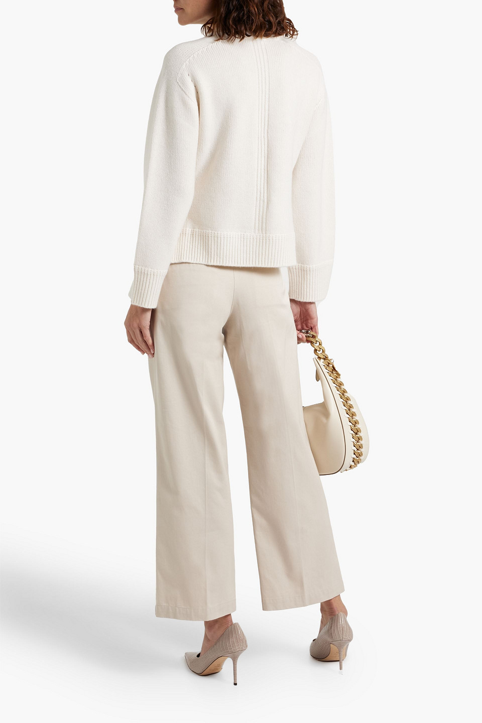 Max Mara Cotton-twill Wide-leg Pants In Beige