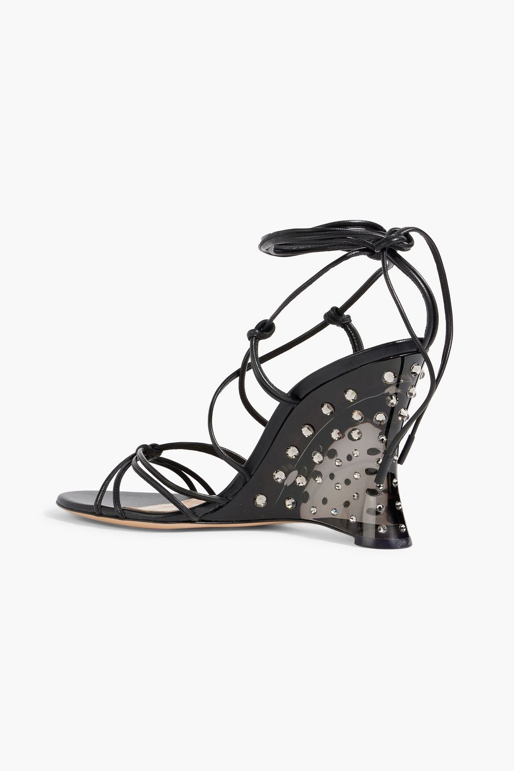 GIANVITO ROSSI Nebula crystal-embellished leather and PVC wedge sandals