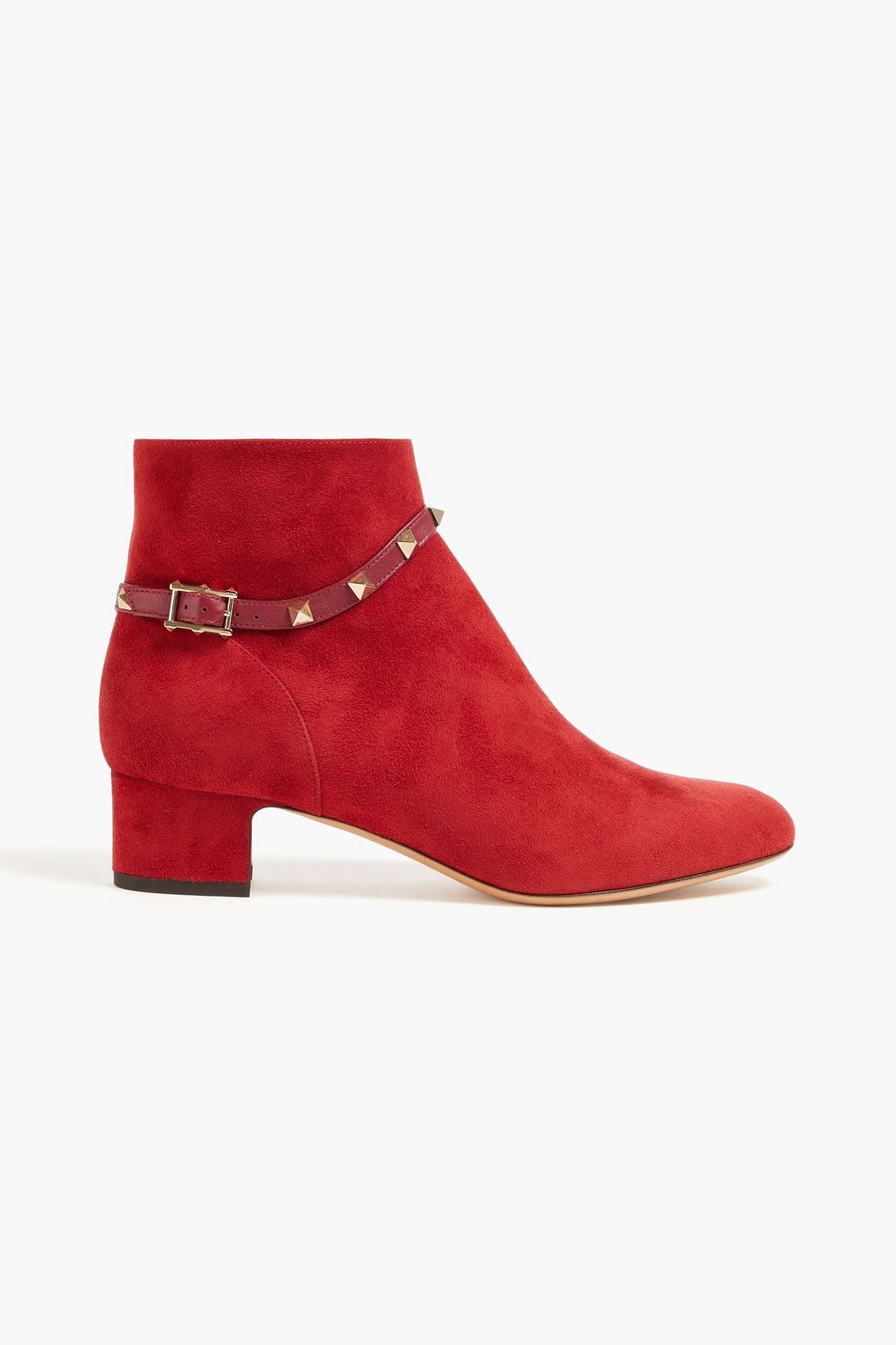 Rockstud Ankle Boots aus Veloursleder rot EU 36