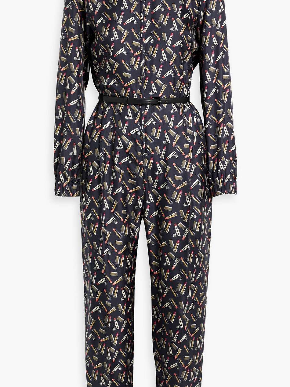 cropped printed silk-twill jumpsuit