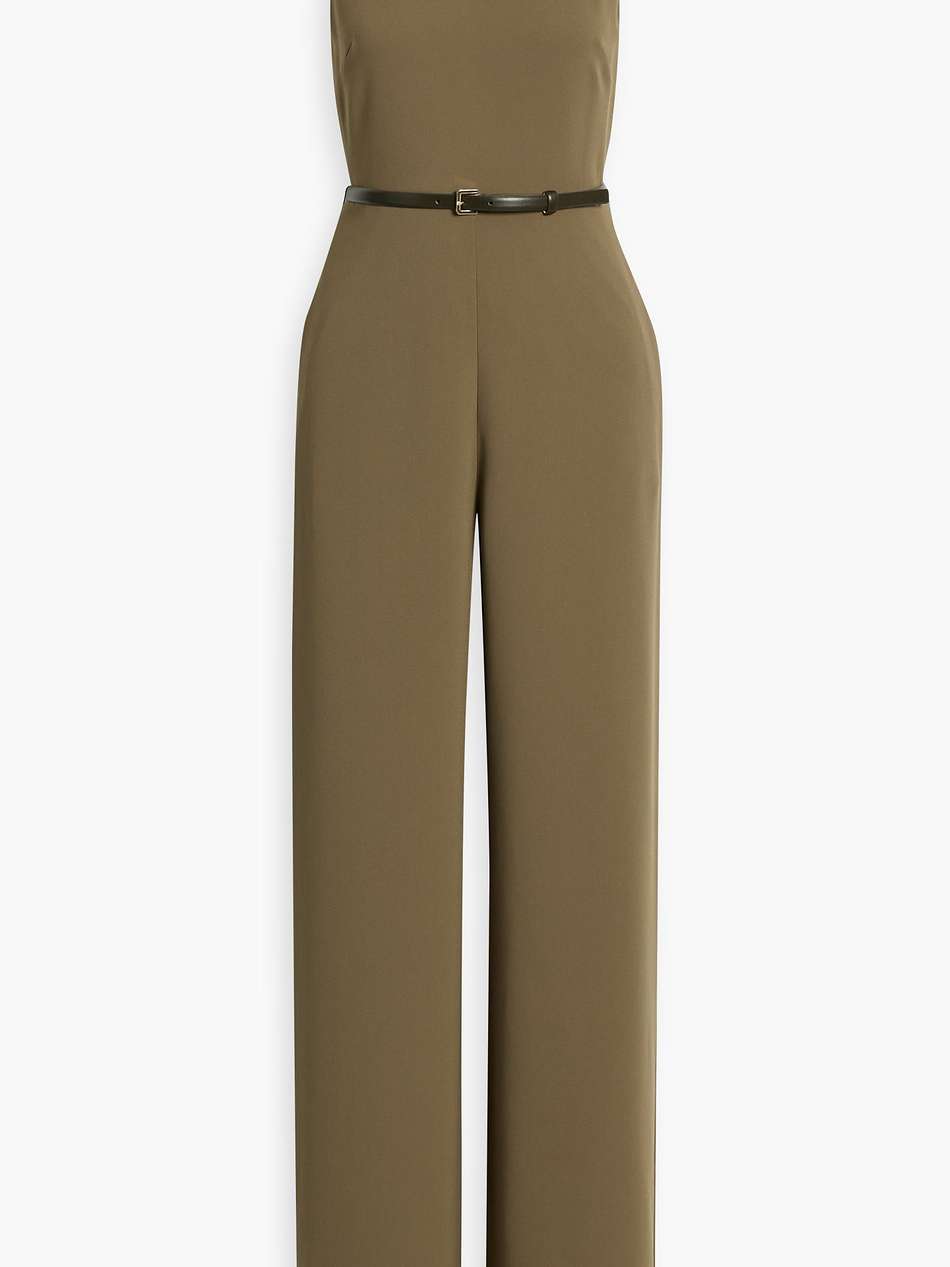 belted cutout crepe wide-leg jumpsuit