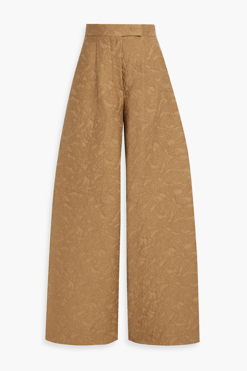 Max Mara Cotton-blend Jacquard Wide-leg Pants In Mustard