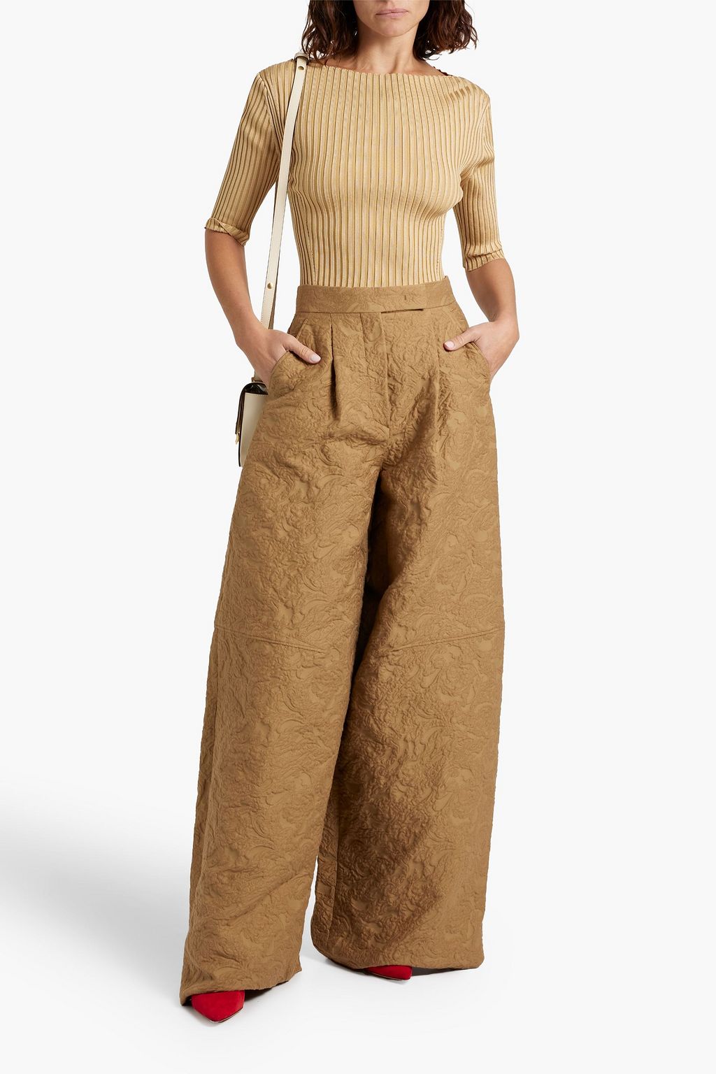 MAX MARA Cotton-blend jacquard wide-leg pants