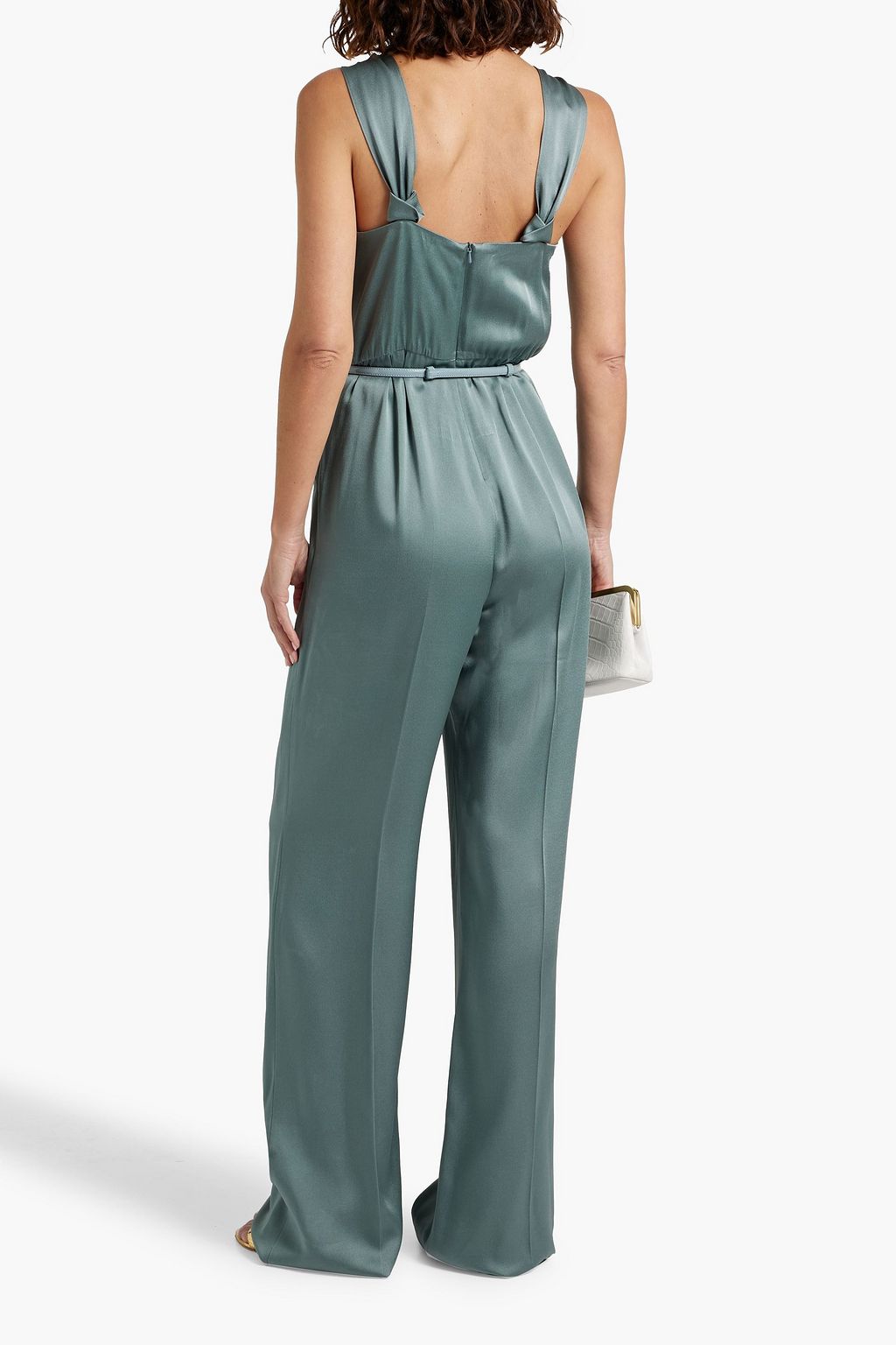 MAX MARA STUDIO Belted satin-crepe jumpsuit