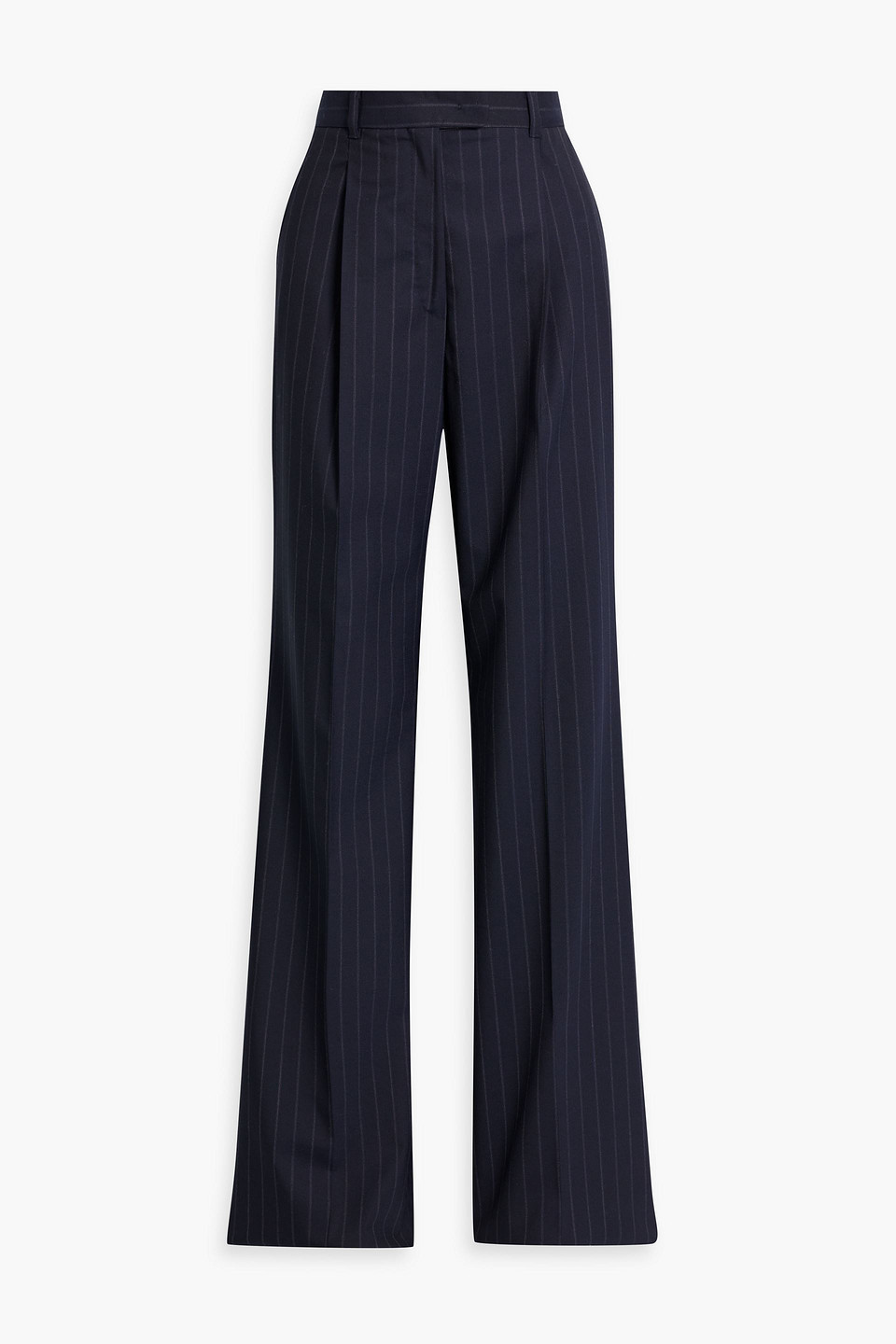 Pinstriped wool-blend flared pants
