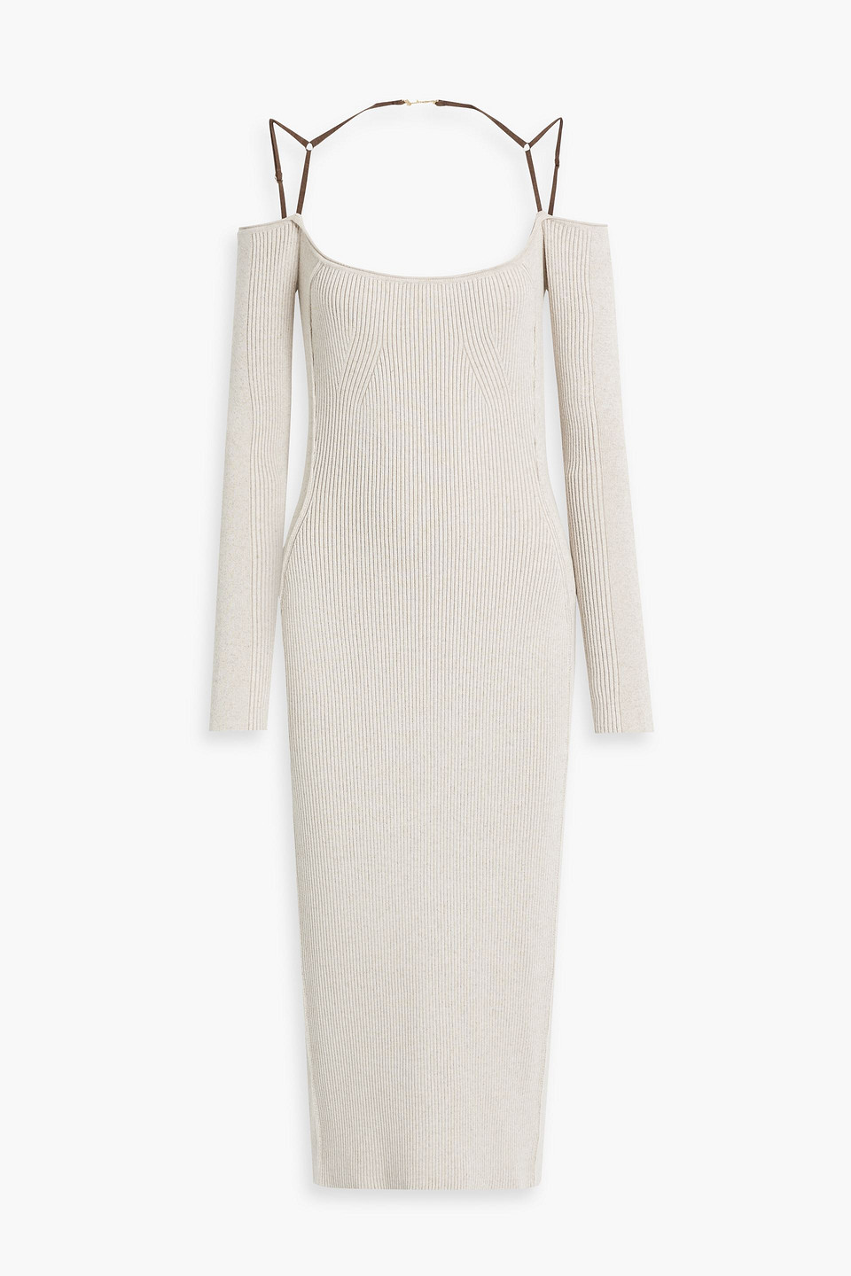 Jacquemus La Robe Sierra Viscose Blend Midi Dress In Light Brown