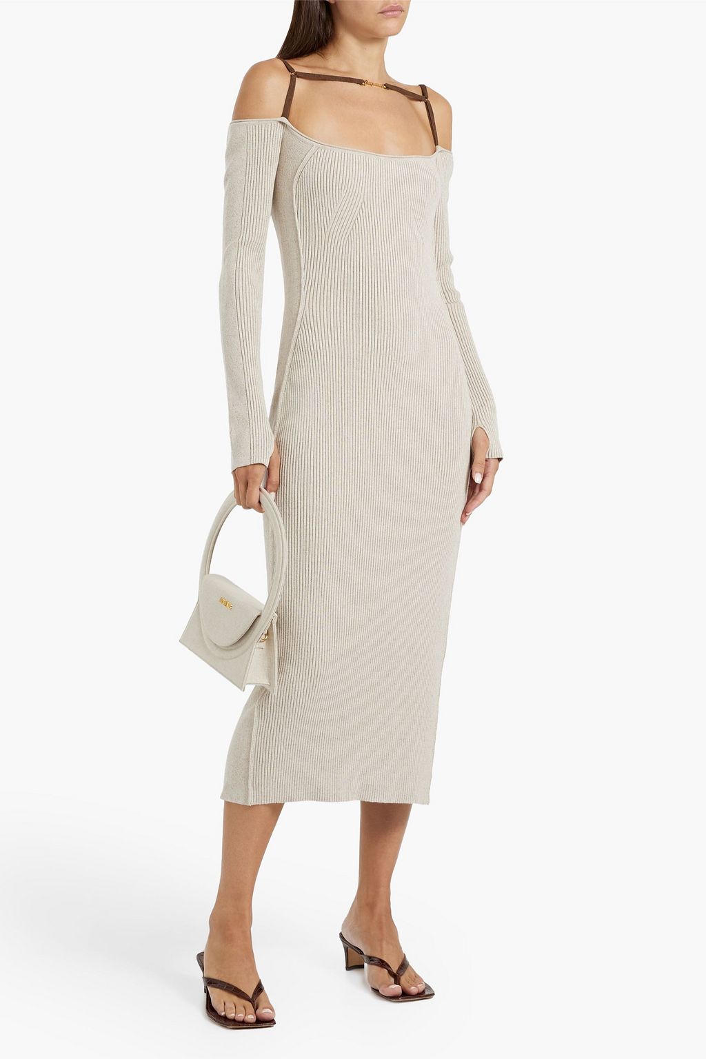 JACQUEMUS Midikleid aus Rippstrick mit Cut-outs