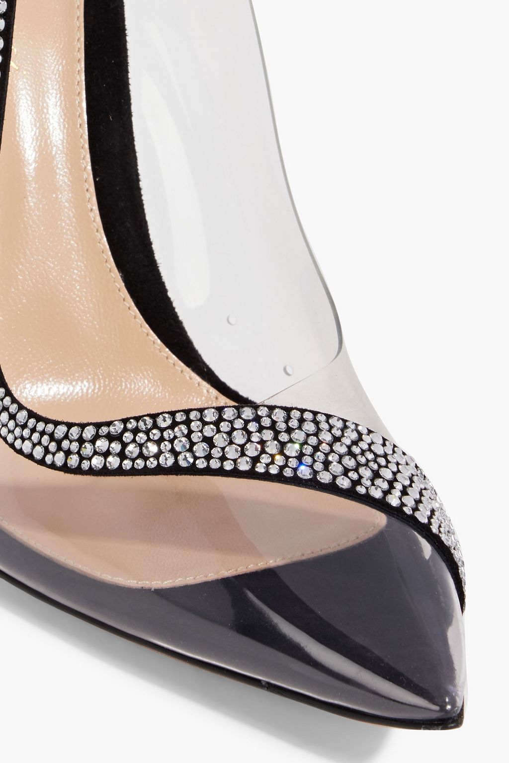 GIANVITO ROSSI Hortensia crystal-embellished PVC slingback pumps