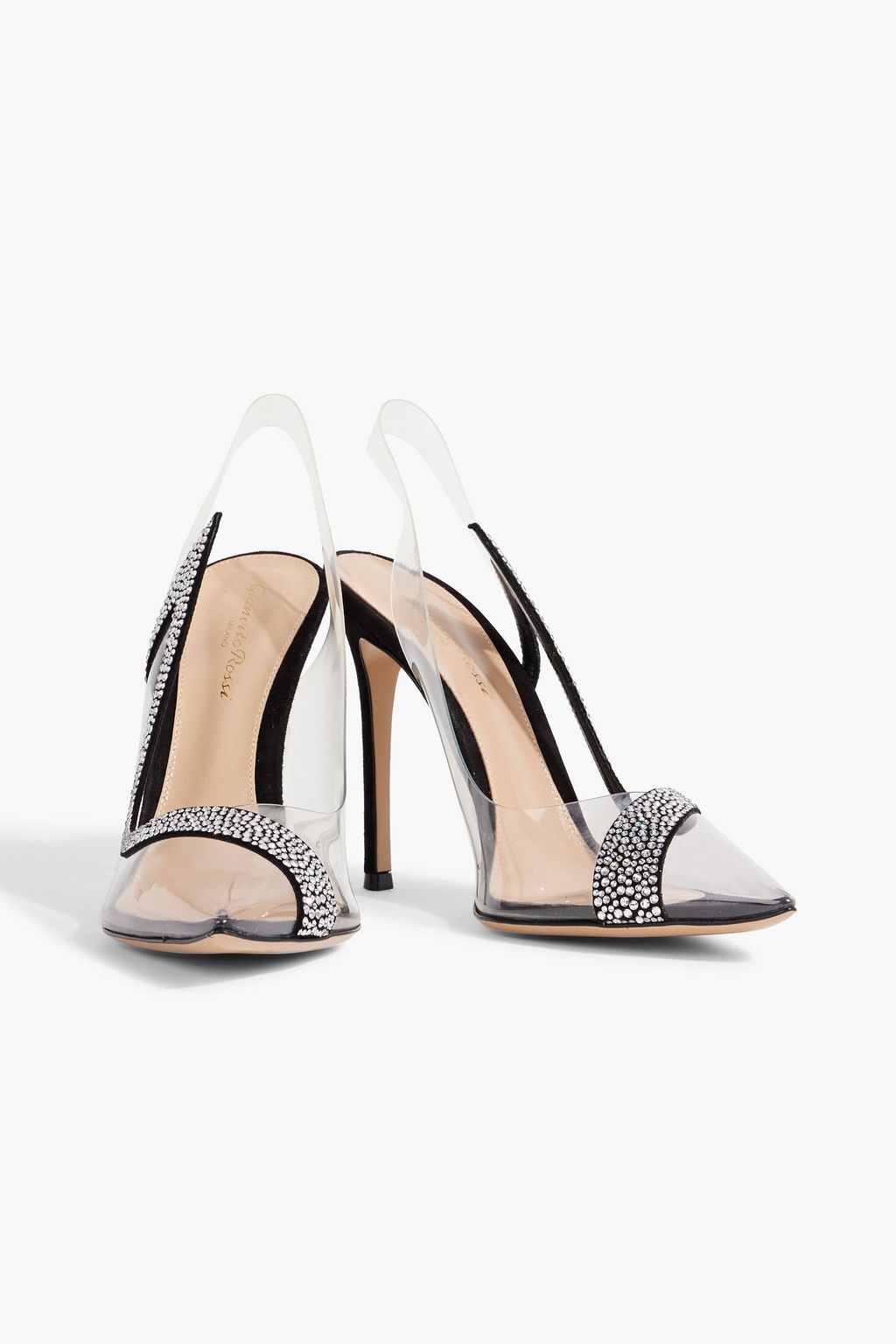 GIANVITO ROSSI Hortensia crystal-embellished PVC slingback pumps