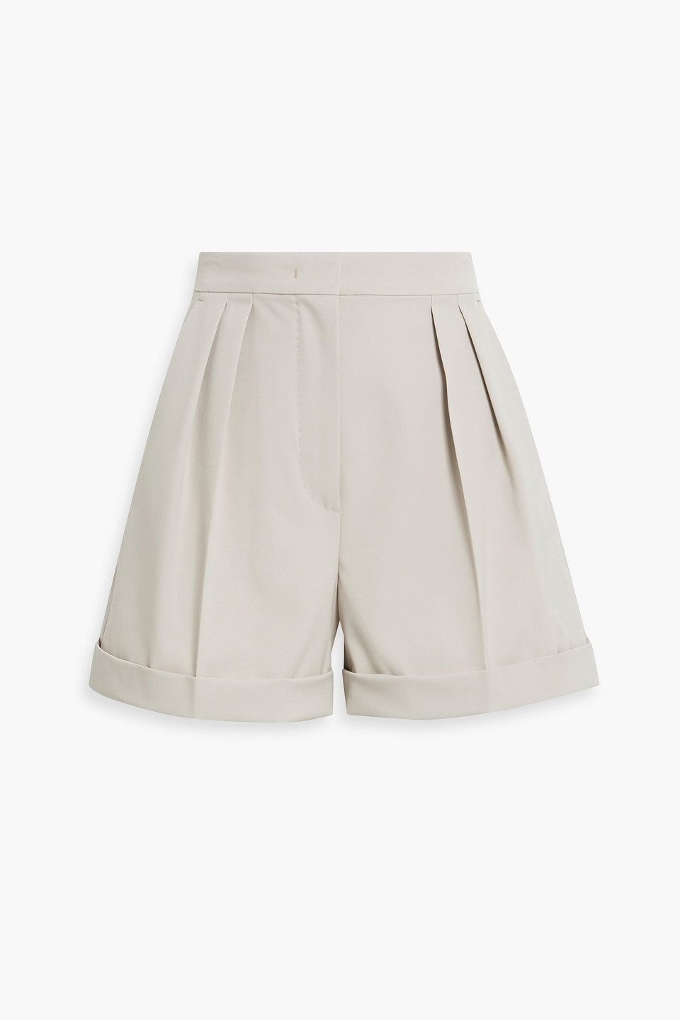 Max Mara Bormida Pleated Stretch-wool Gabardine Shorts In Stone