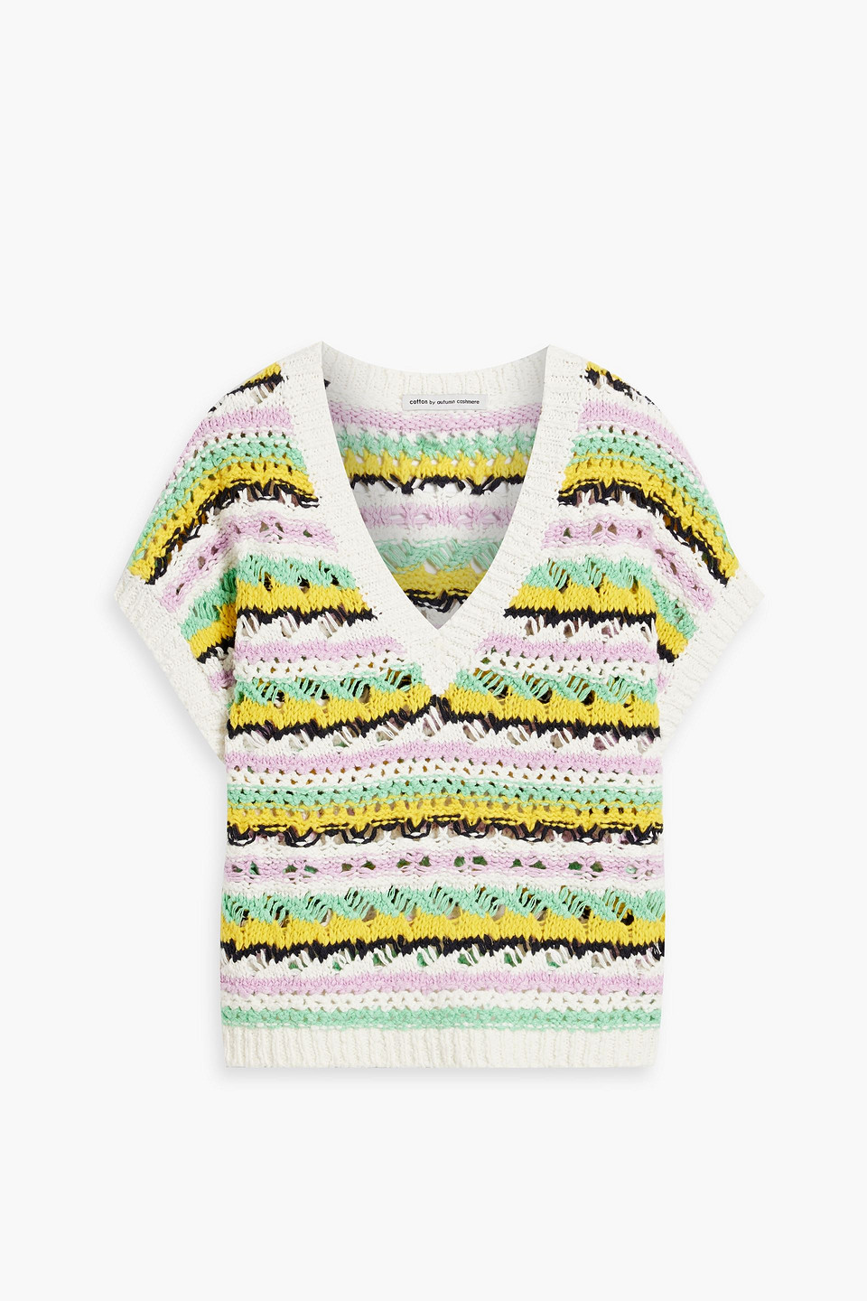 Striped crocheted cotton top