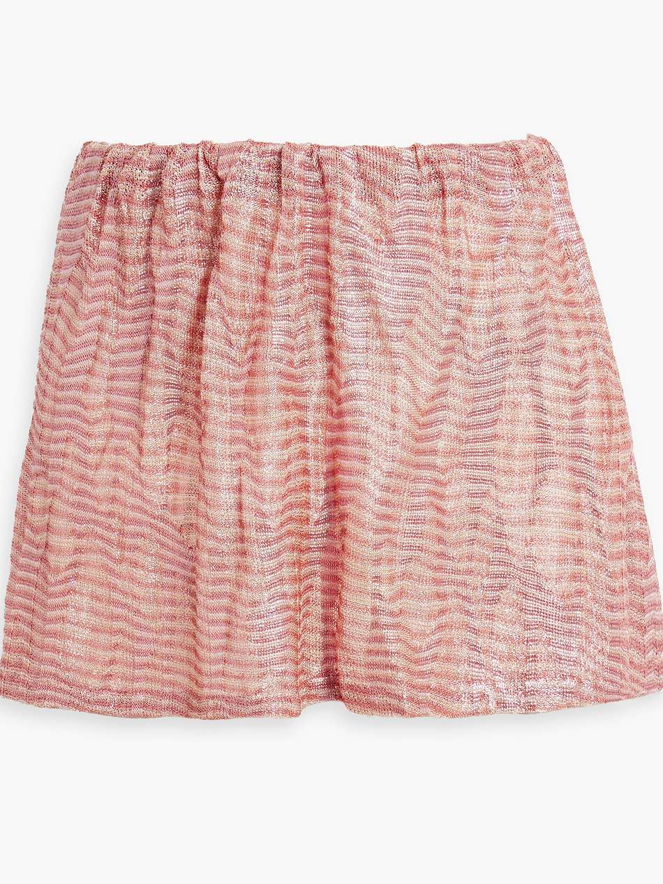 striped metallic crochet-knit mini skirt