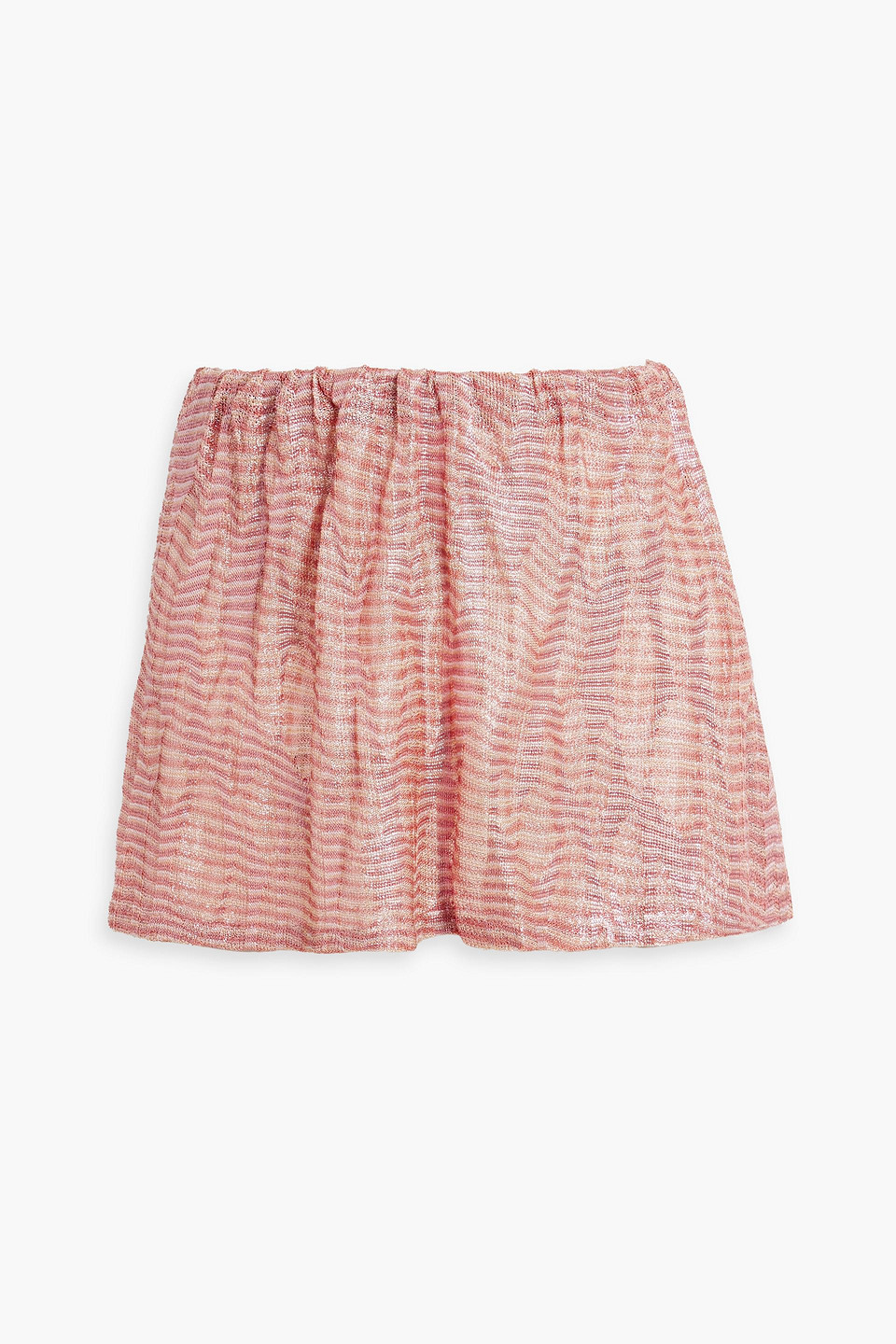 Missoni Striped Metallic Crochet-knit Mini Skirt In Antique Rose