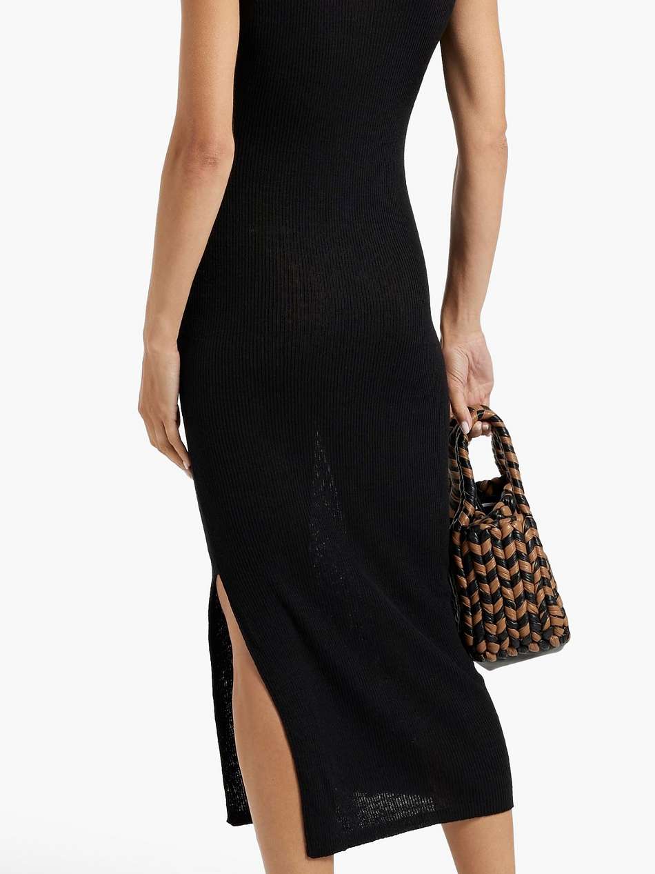 ribbed linen-blend midi dress