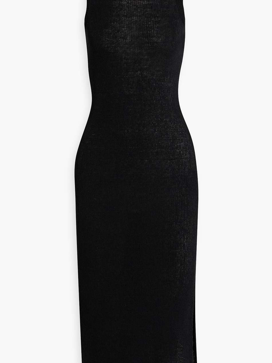 ribbed linen-blend midi dress