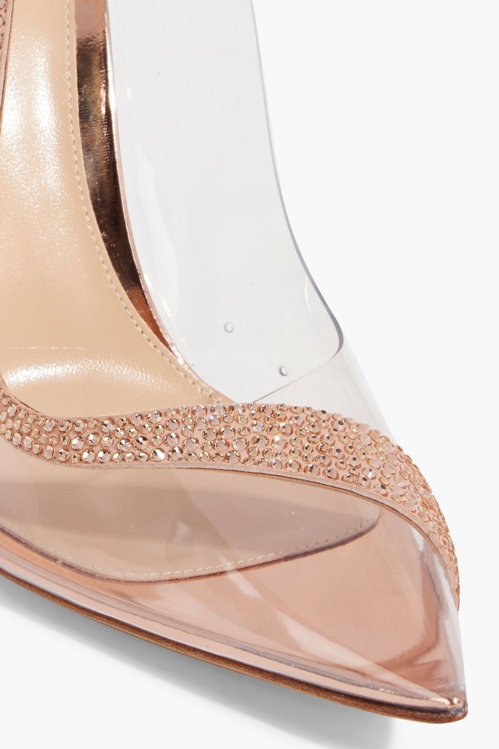 GIANVITO ROSSI Hortensia crystal-embellished PVC slingback pumps