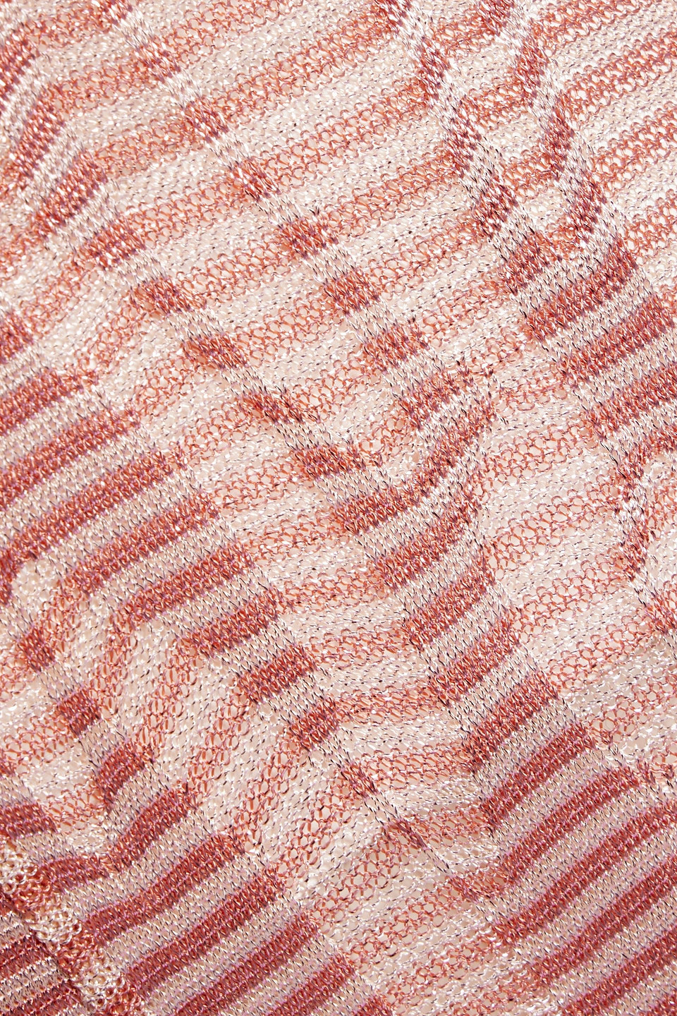 MISSONI STRIPED METALLIC CROCHET-KNIT STRAIGHT-LEG PANTS