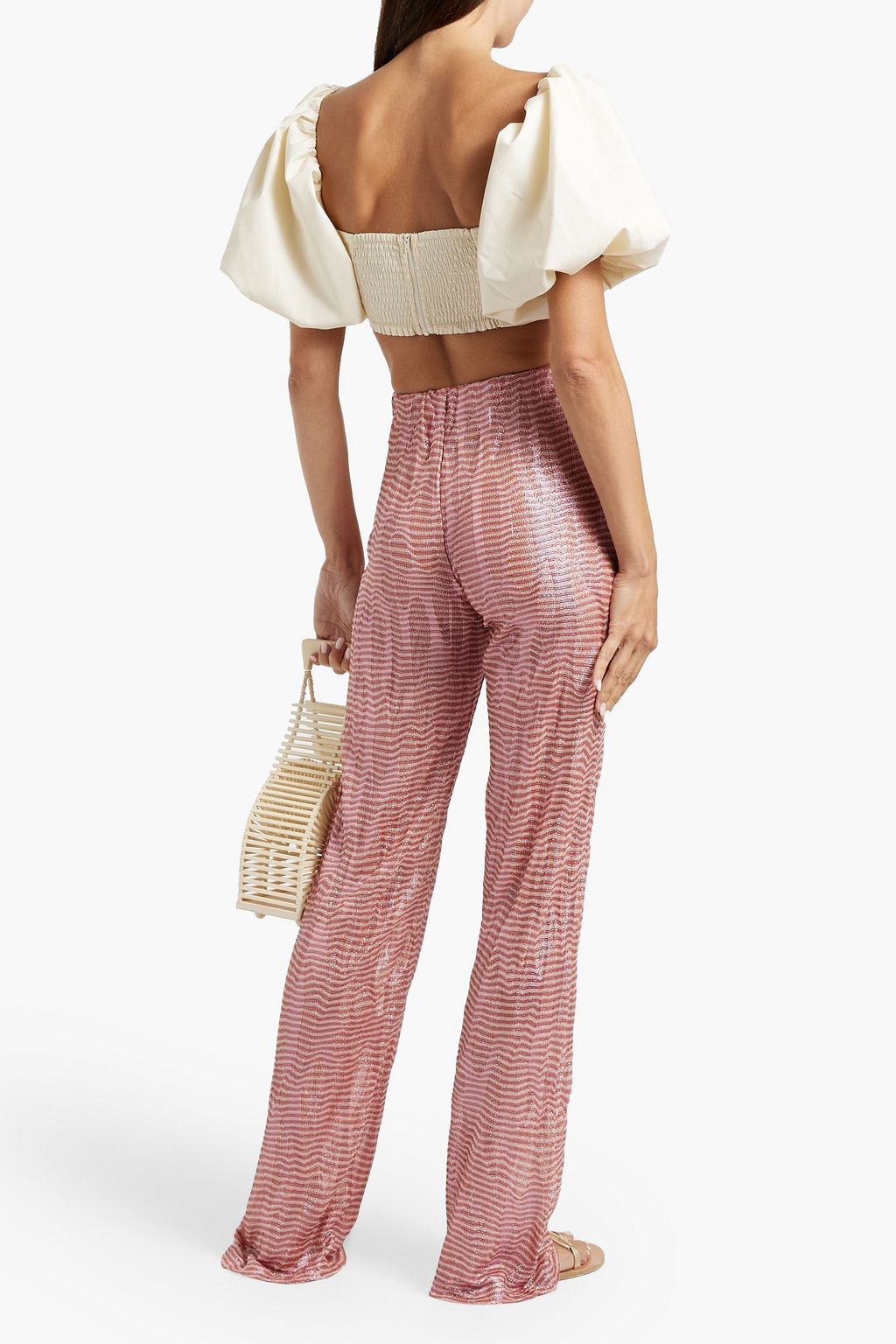 MISSONI Striped metallic crochet-knit straight-leg pants