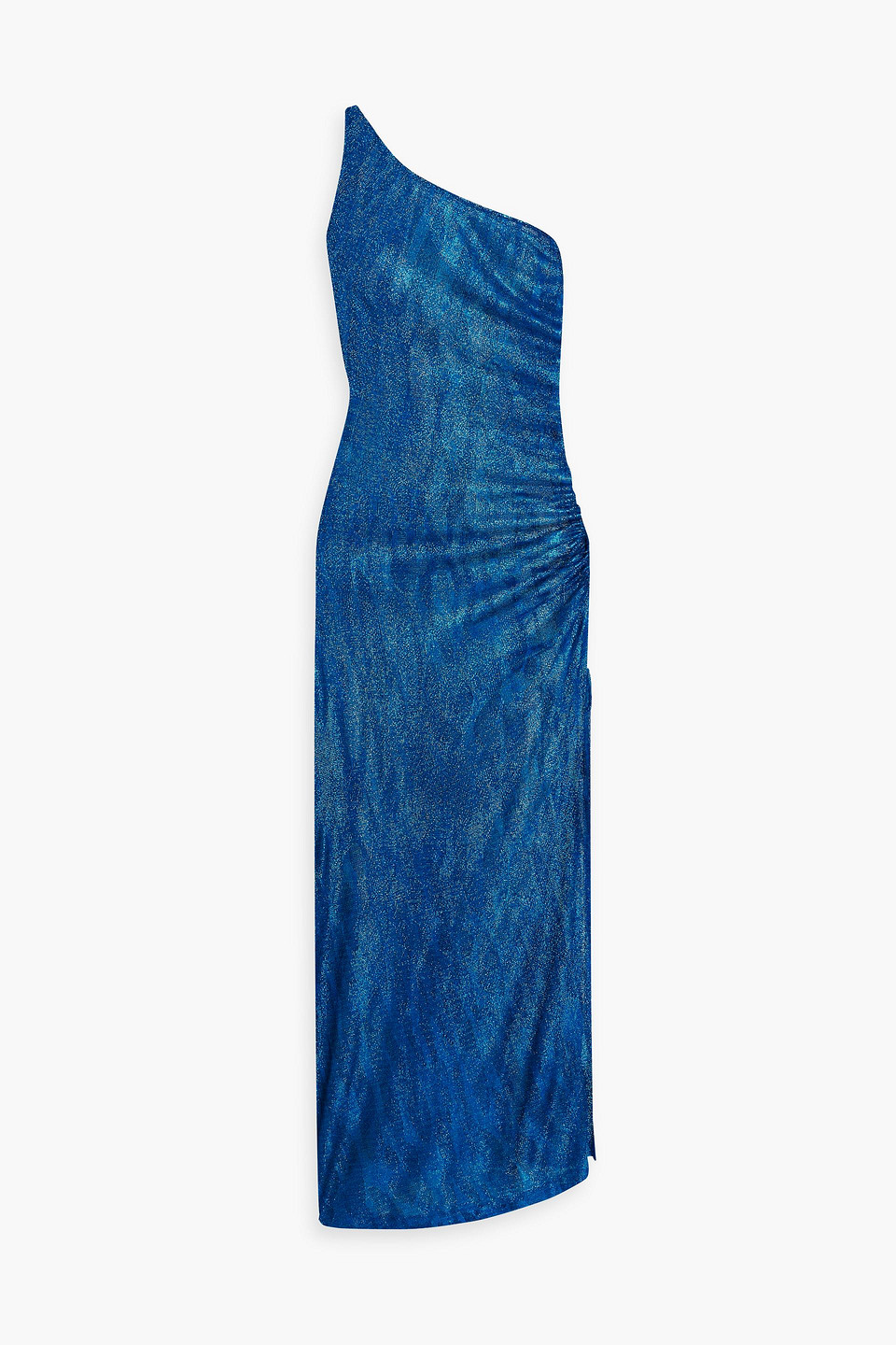 Missoni One-shoulder Metallic Crochet-knit Coverup In Cobalt Blue