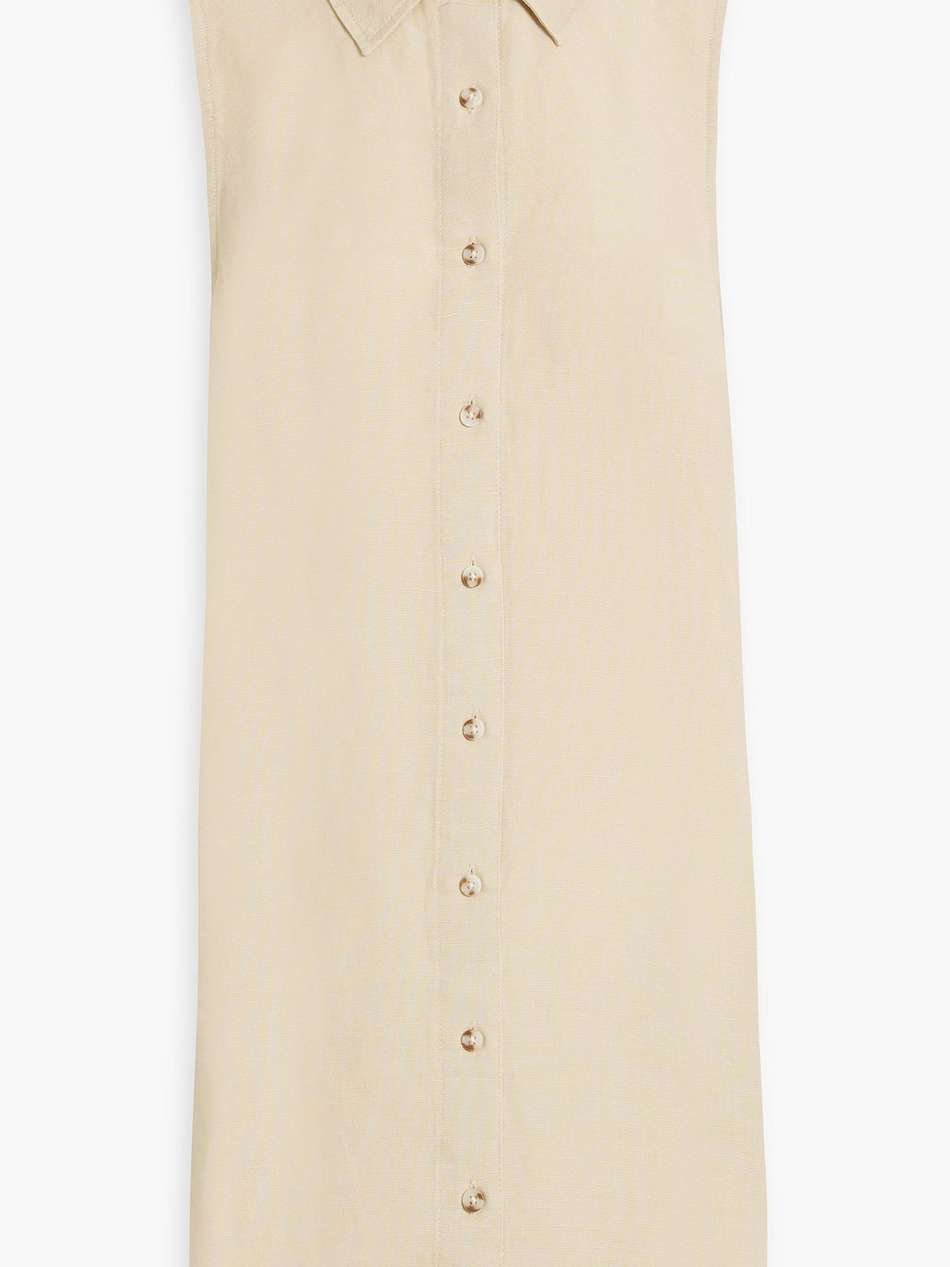 linen and lyocell-blend mini shirtdress