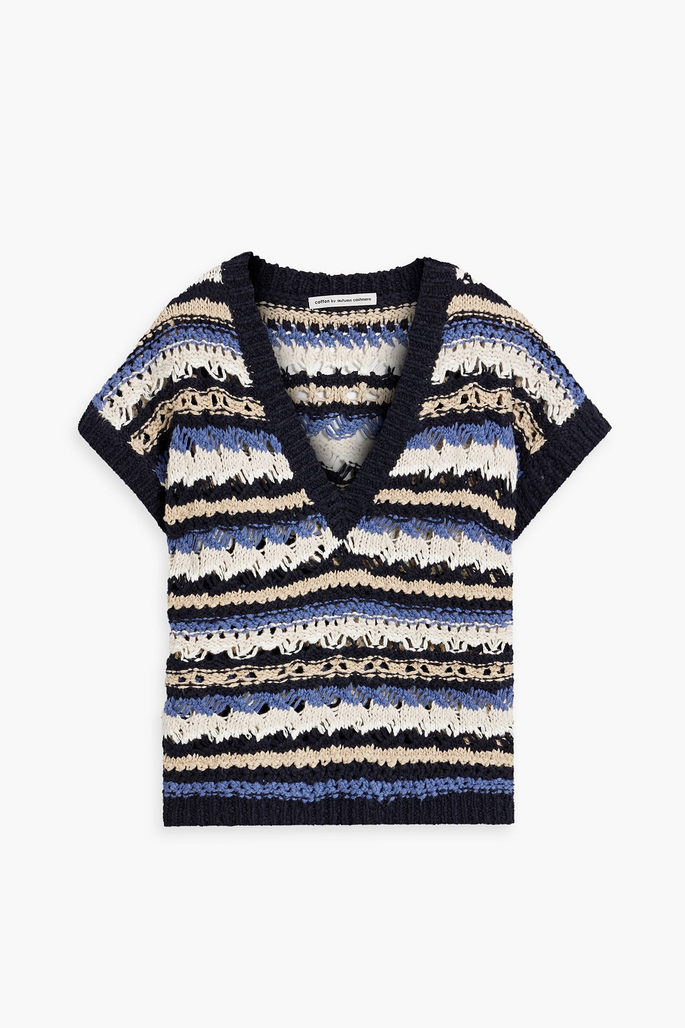 Striped crocheted cotton top
