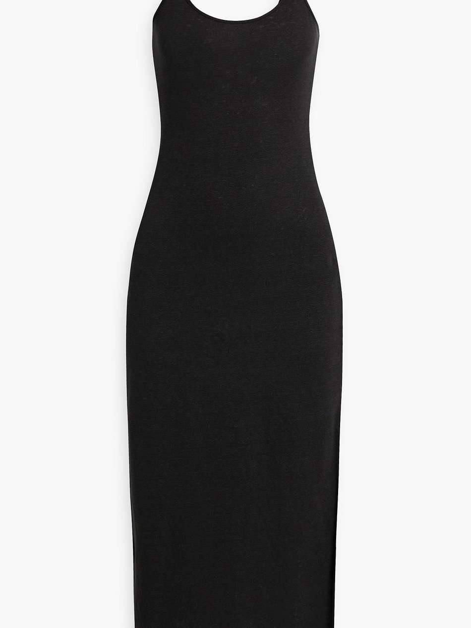 linen-blend jersey maxi slip dress