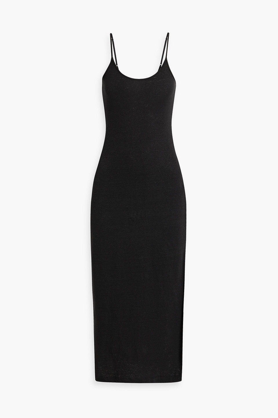 Linen-blend jersey maxi slip dress