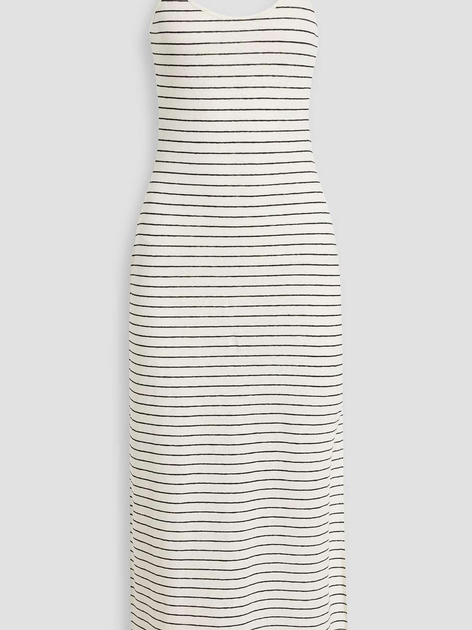 striped linen-blend jersey maxi  dress