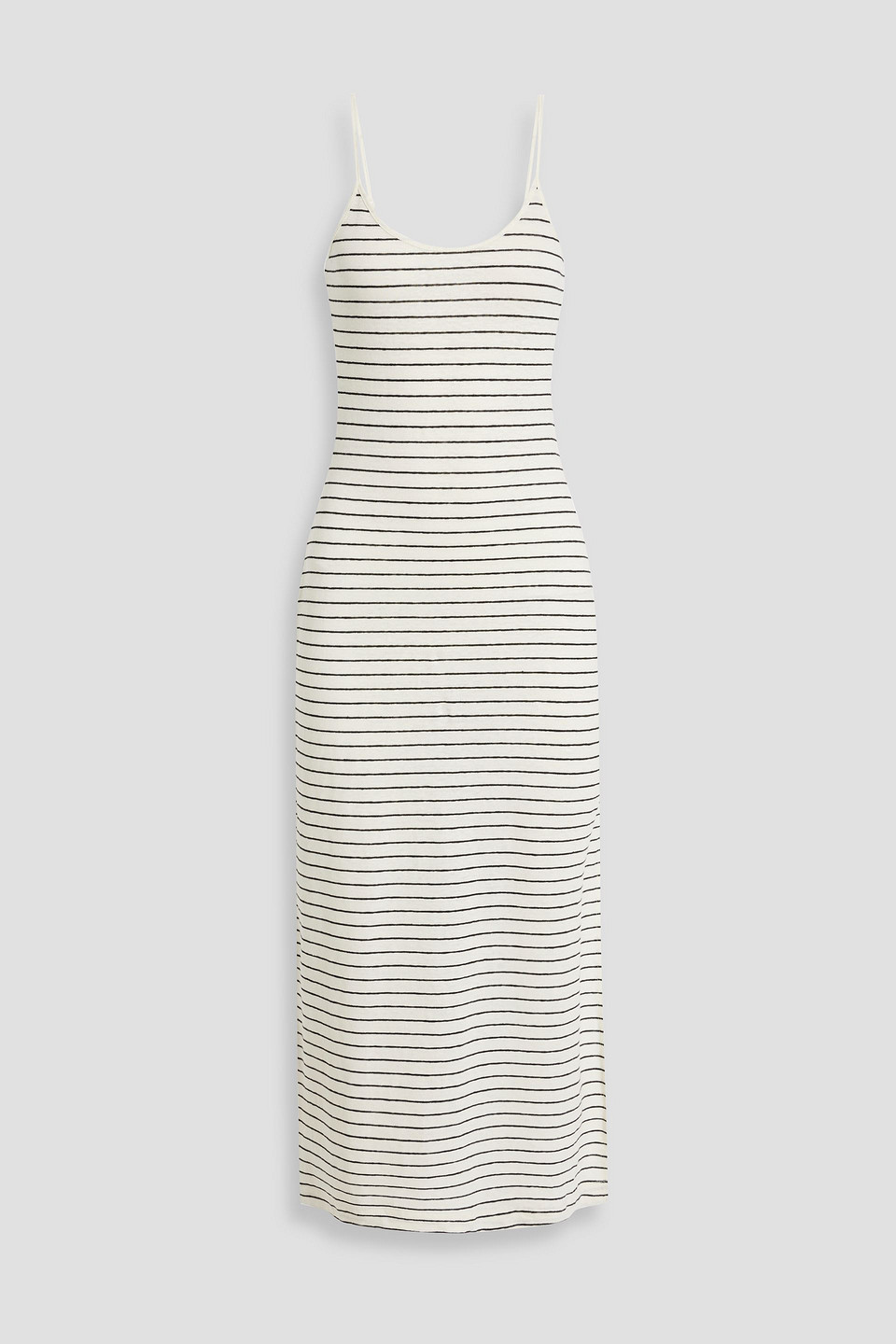 Striped linen-blend jersey maxi dress