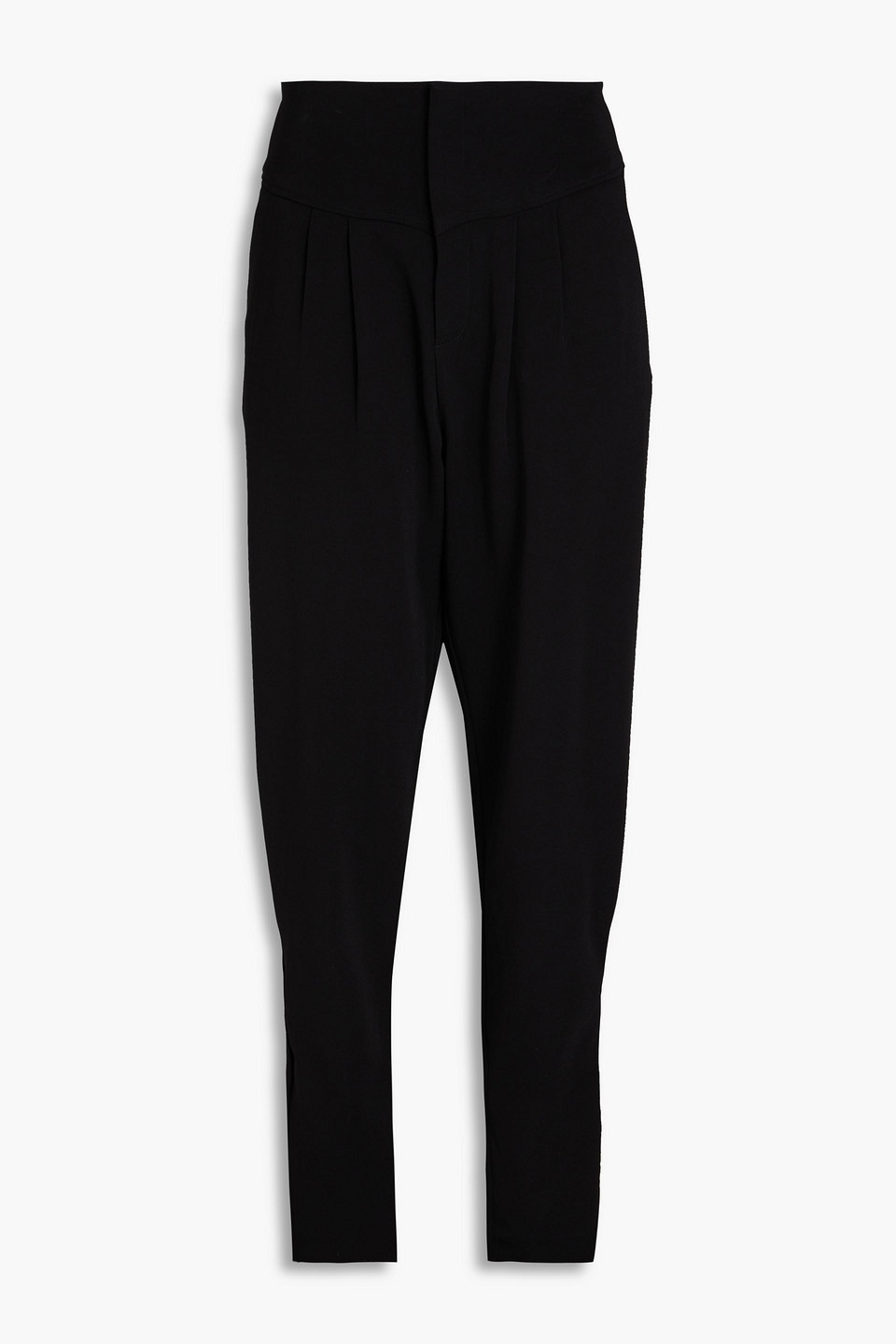 Pleated crepe tapered pants