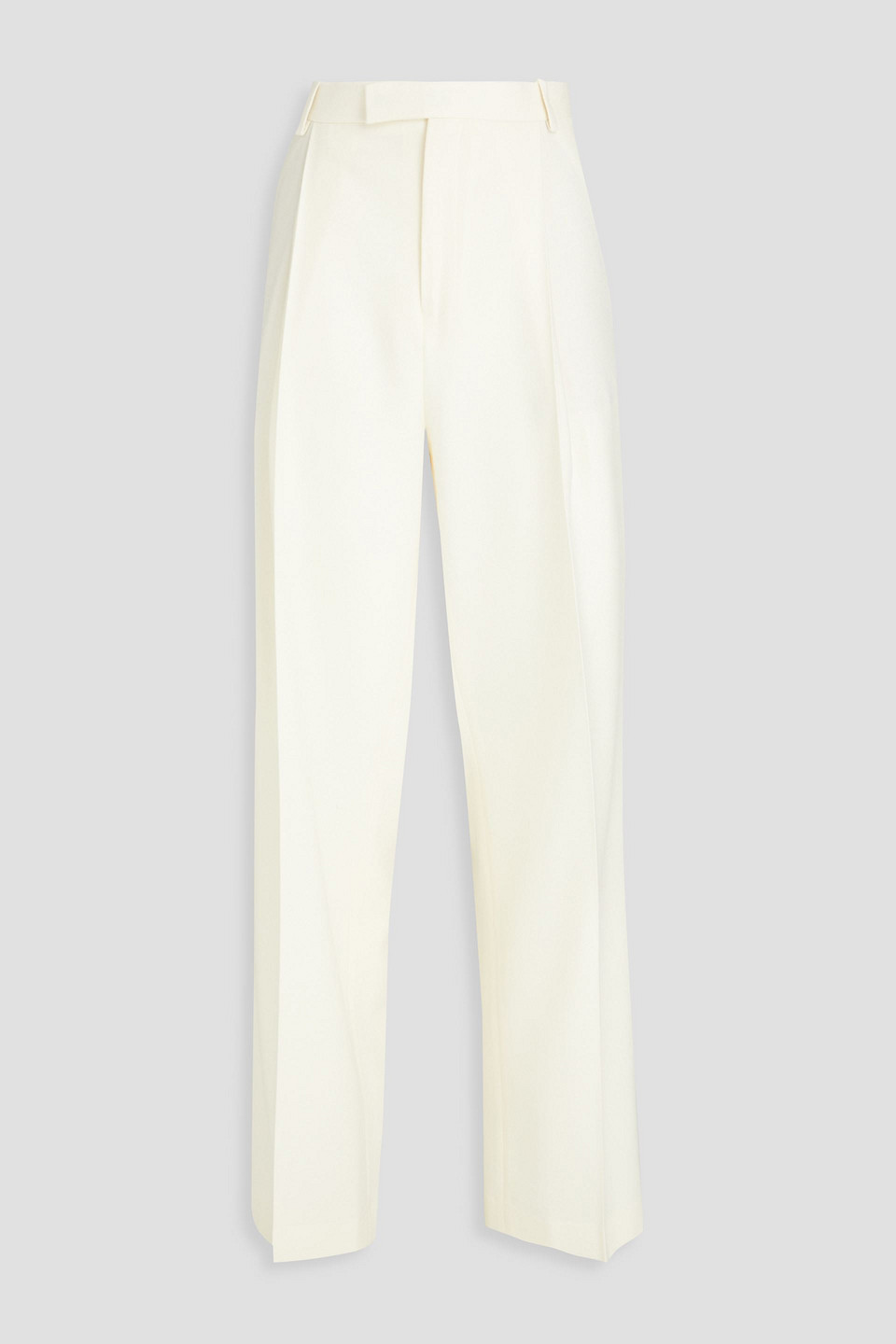Bite Studios Pleated Wool-flannel Straight-leg Pants In Off-white