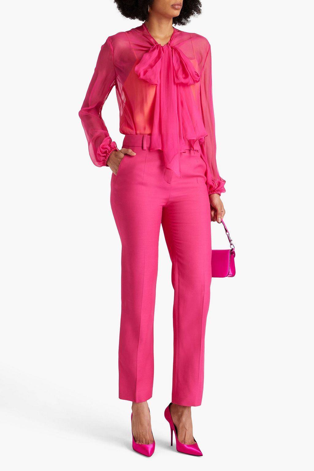 VALENTINO GARAVANI Pussy-bow silk-chiffon blouse