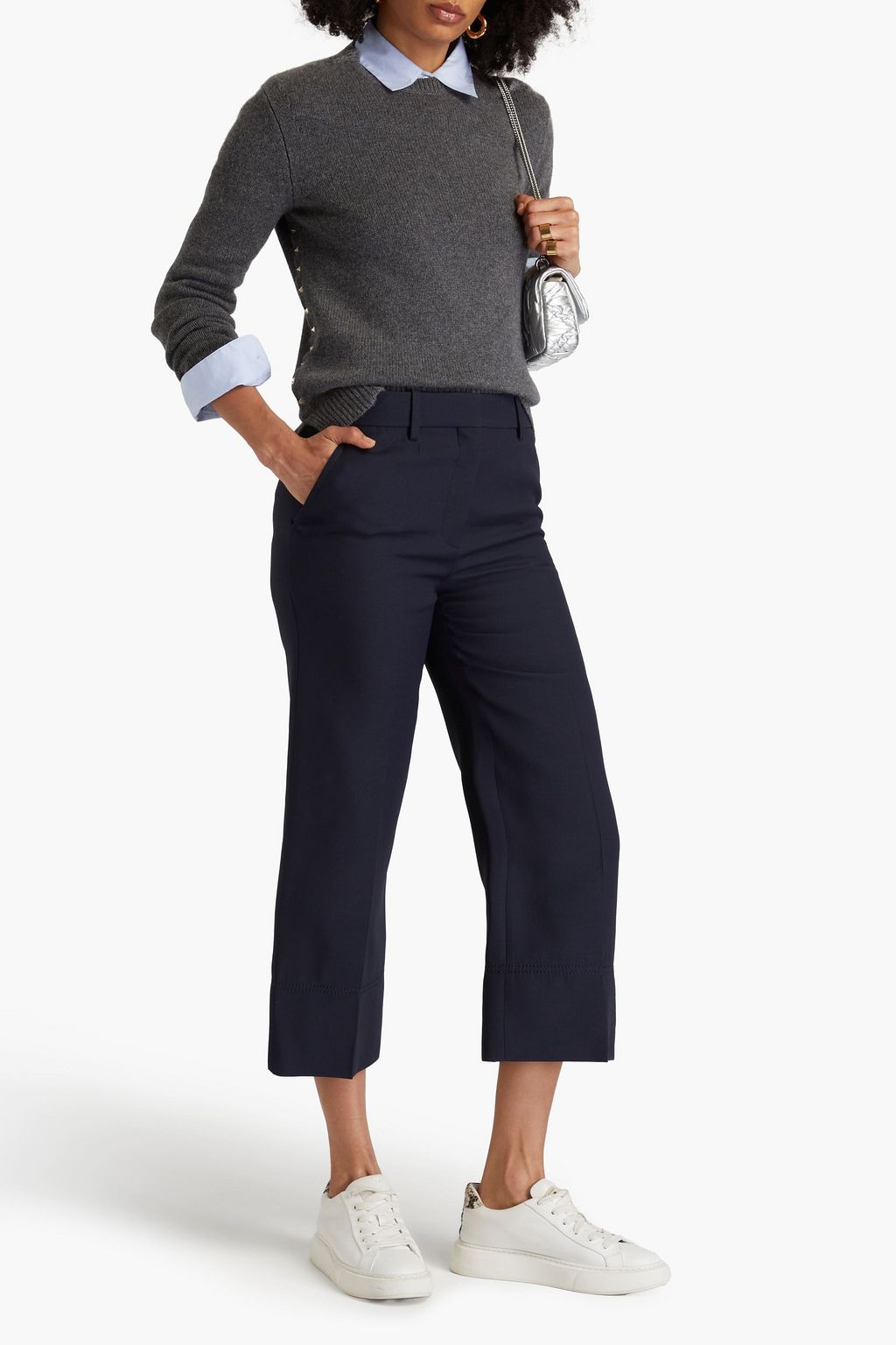 VALENTINO GARAVANI ウール&シルク混クレープ クロップド ストレートレッグパンツ