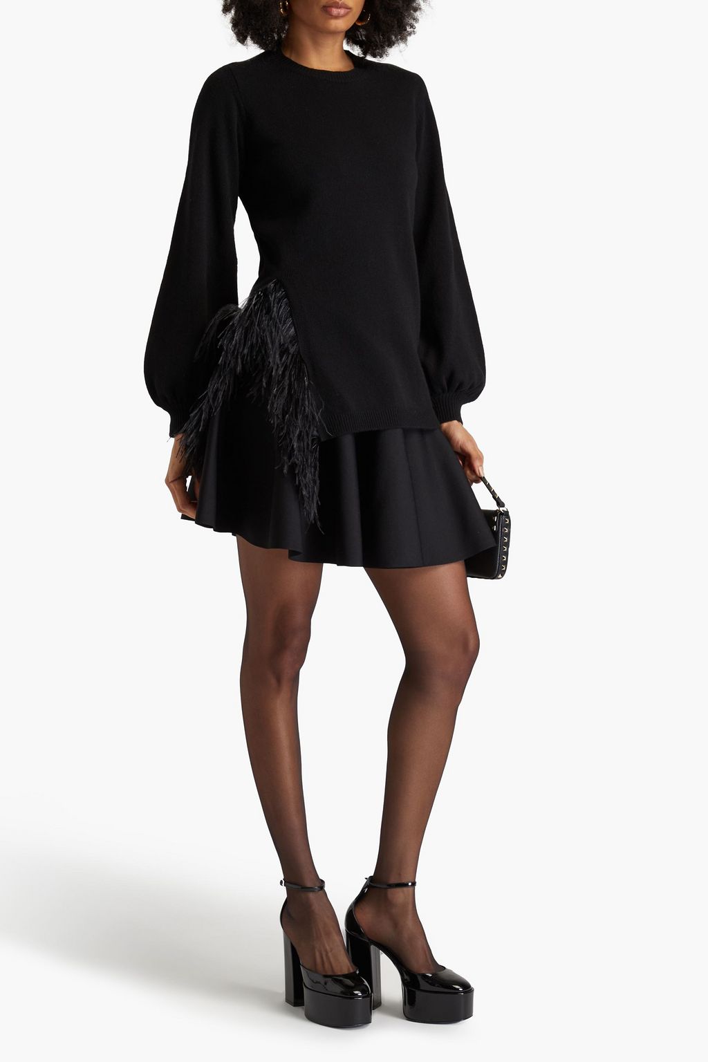 VALENTINO GARAVANI Pullover aus Wolle und Kaschmir mit Federbesatz