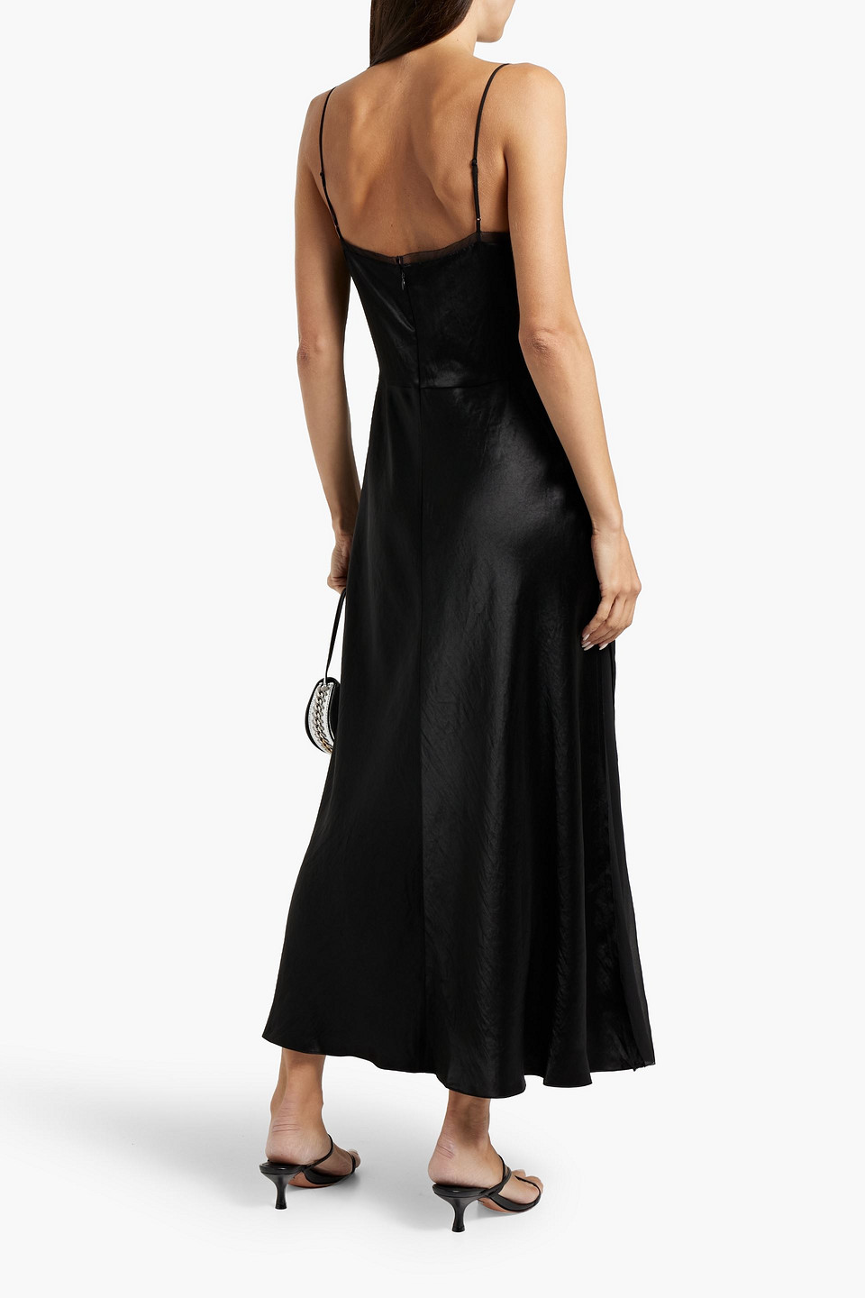 Vince Mixed Media Slipdress In Black