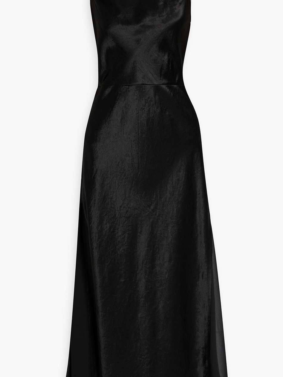 chiffon and crinkled-satin midi dress