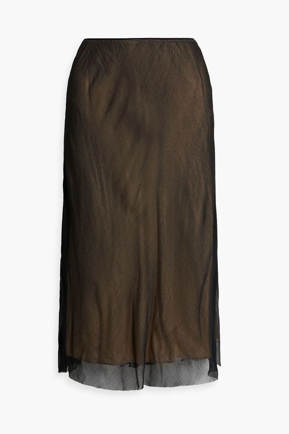 Vince Layered Slip Skirt In Black