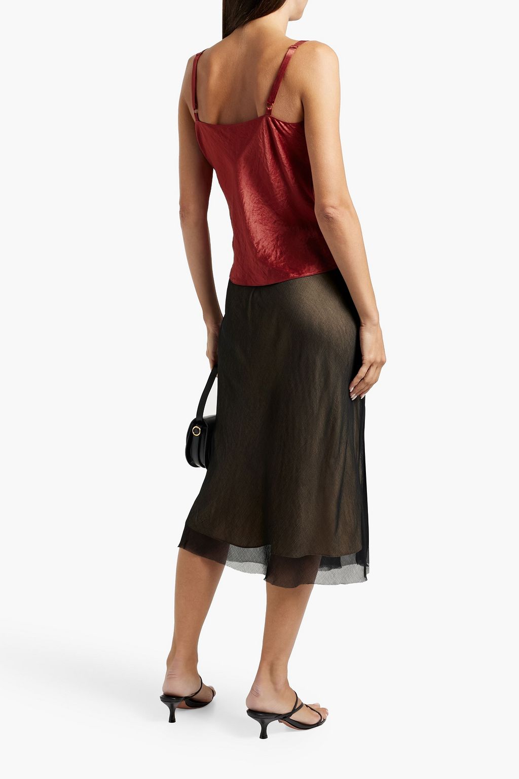 VINCE. Draped crinkled-satin camisole