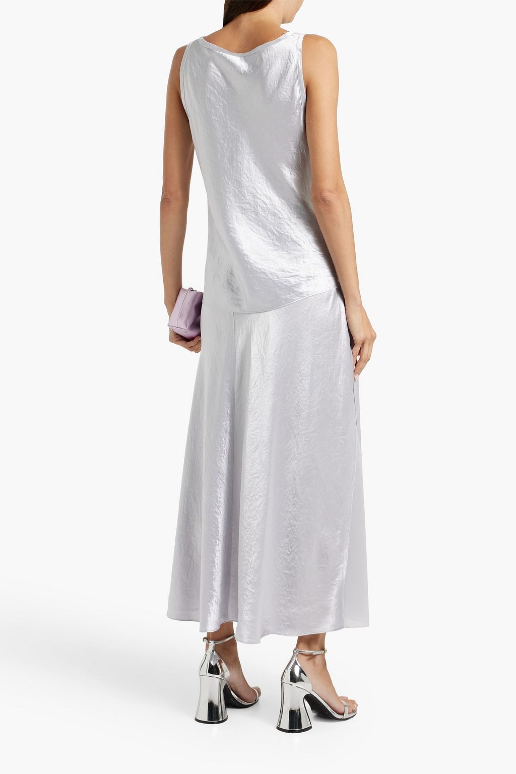 VINCE. Crinkled-satin tank