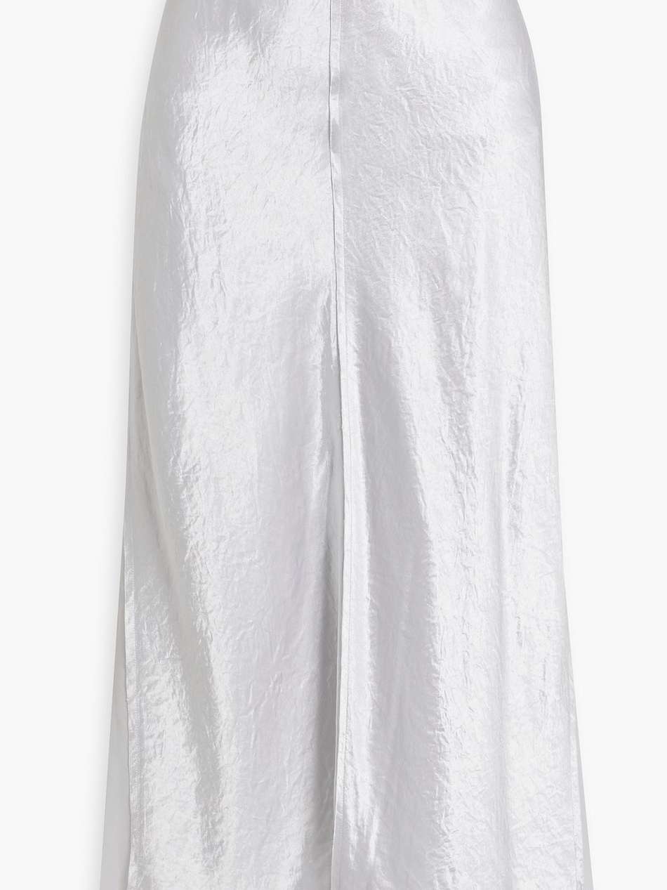 chiffon and crinkled-satin midi skirt