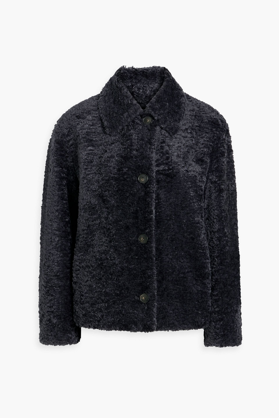 Vince Faux Fur Jacket In Midnight Blue