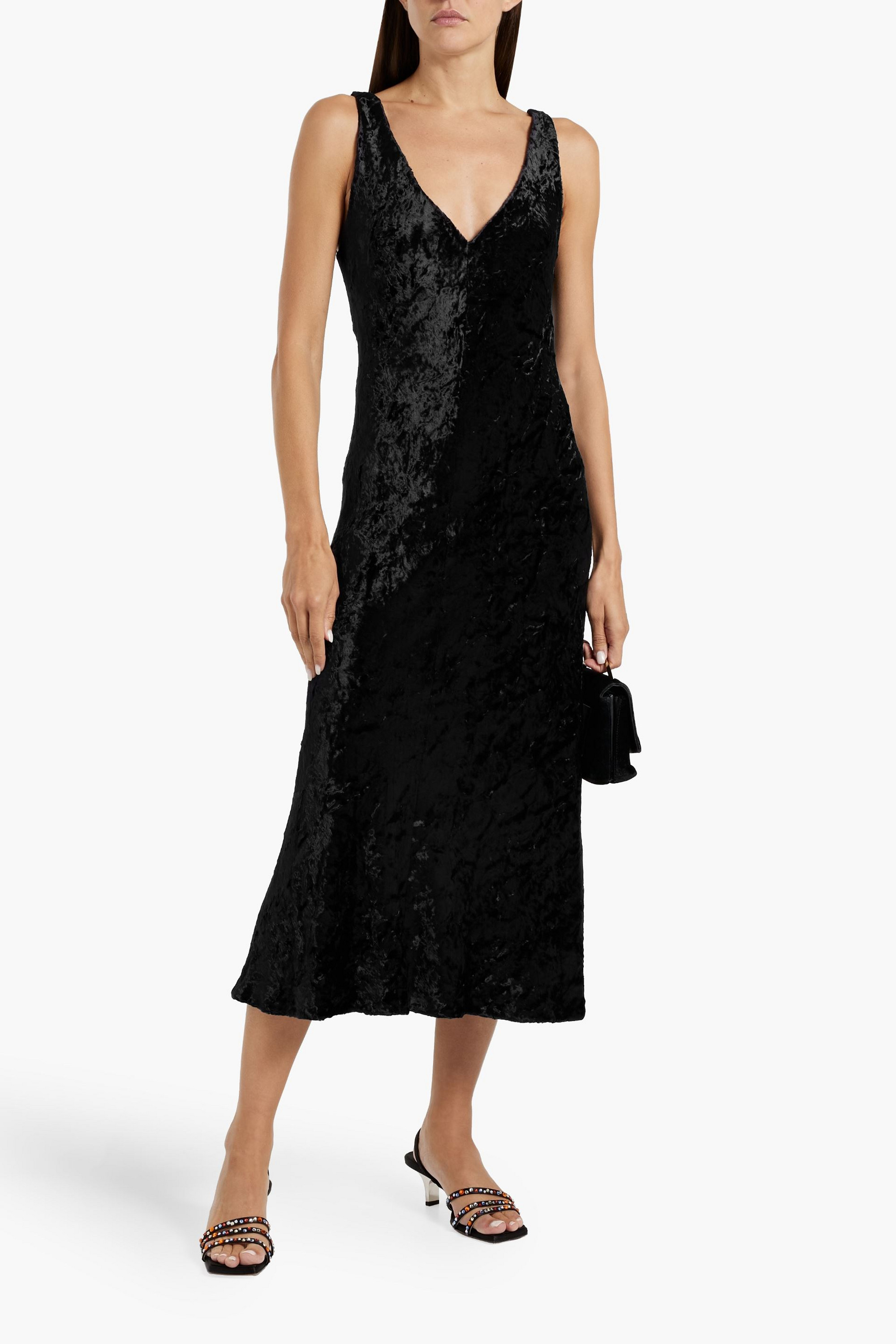 Vince Crushed-velvet midi slip dress