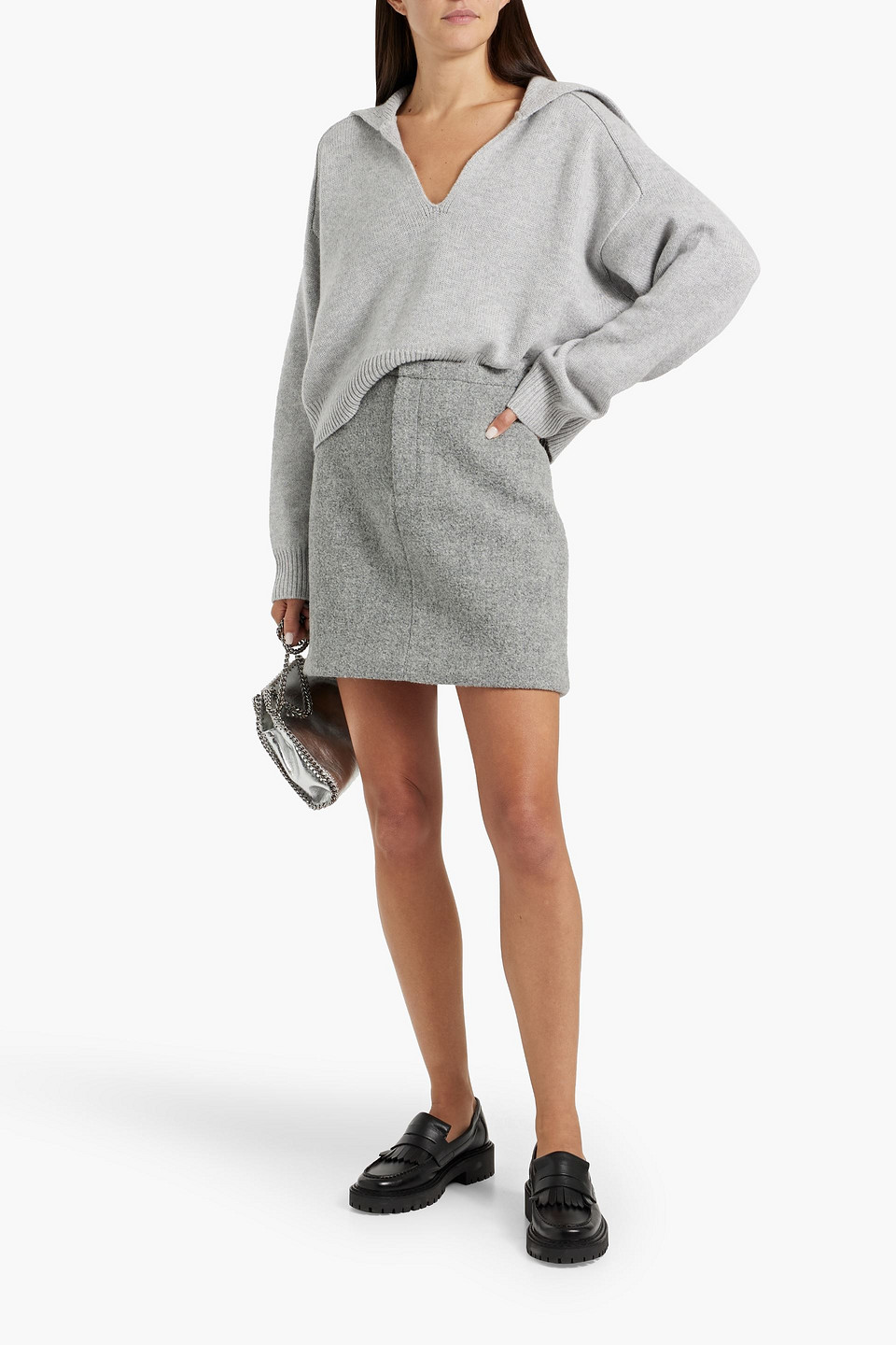 Vince Wool-blend Felt Mini Skirt In Gray