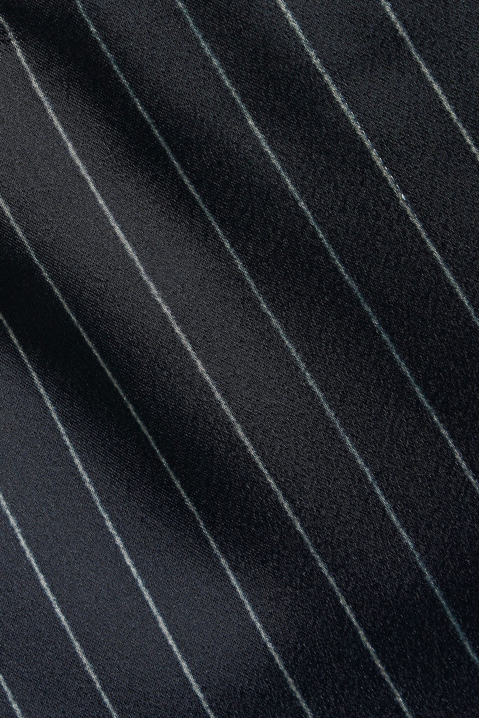 Vince Pinstriped Satin Midi Skirt In Midnight Blue