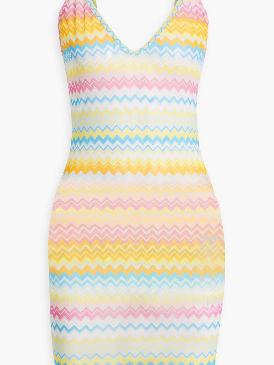 mare striped crochet-knit mini dress