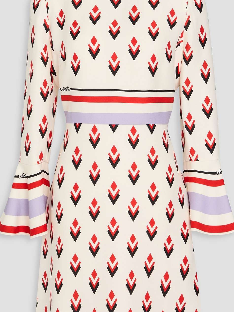 printed wool and silk-blend crepe mini dress