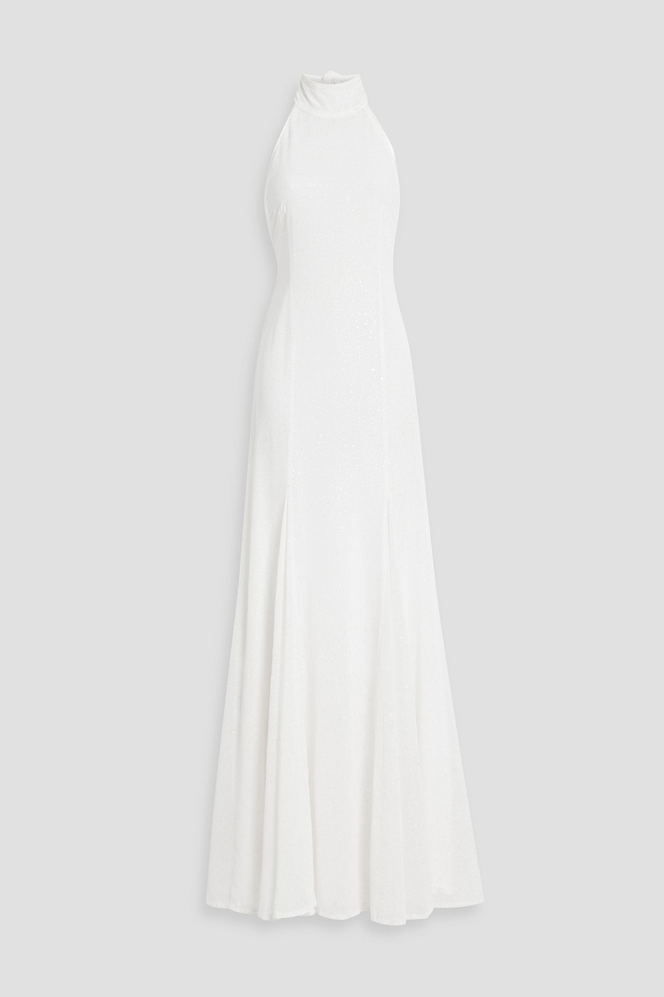 Galvan Sienna Glittered Georgette Gown In White