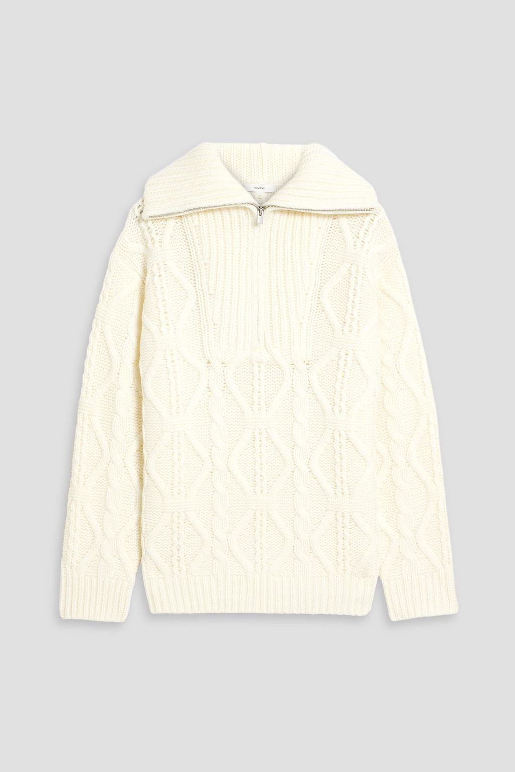 VINCE. Cable knit wool half zip sweater THE OUTNET