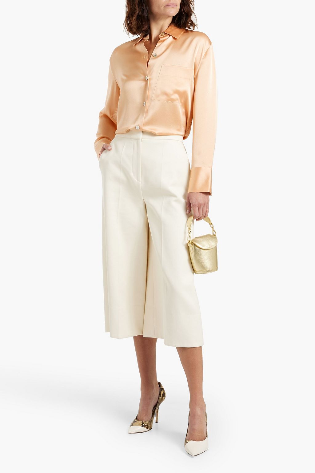 VINCE. Silk-satin crepe shirt